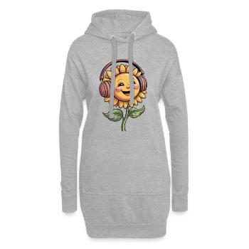 Gute-Laune-Shirt - Musik Glückliche Sonnenblume - Hoodie-Kleid - Grau meliert - Vorne