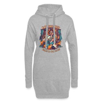 Katzen süchtig, niemals zu viele katzen - Hoodie-Kleid - Grau meliert - Vorne