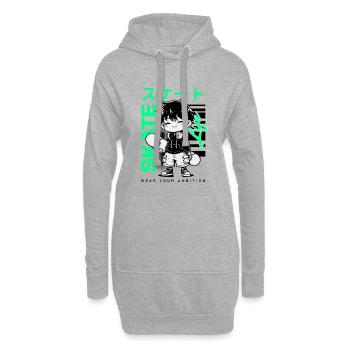 Skate Life – Kawaii Chibi Skater Streetwear Manga - Sweat-shirt à capuche long Femme - gris chiné - Devant