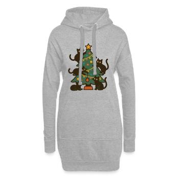 Weihnachtskatzen rund um das Weihnachtsbaumfest - Hoodie-Kleid - Grau meliert - Vorne
