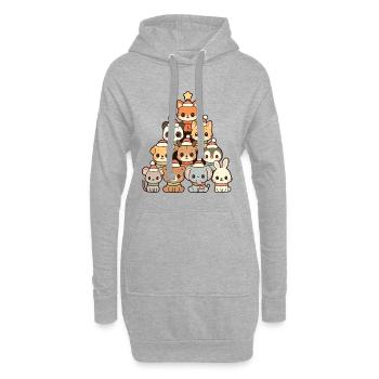 Weihnachtstiere Pyramide – Süße Xmas Tierfreunde - Hoodie-Kleid - Grau meliert - Vorne