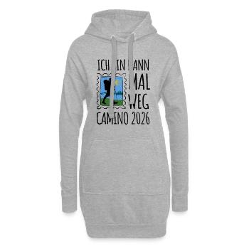 Je serai parti | Pèlerinage | Chemin 2026 - Sweat-shirt à capuche long Femme - gris chiné - Devant