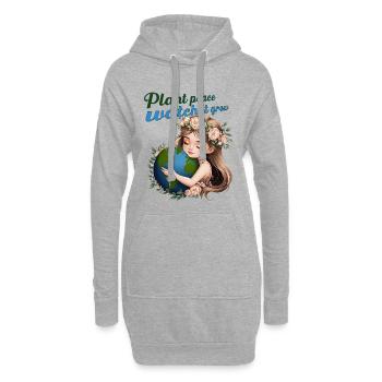 Paix des plantes – Regardez-la grandir | Design de l’Amour Terrien - Sweat-shirt à capuche long Femme - gris chiné - Devant