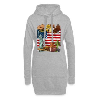 Flagge der USA - Hoodie-Kleid - Grau meliert - Vorne