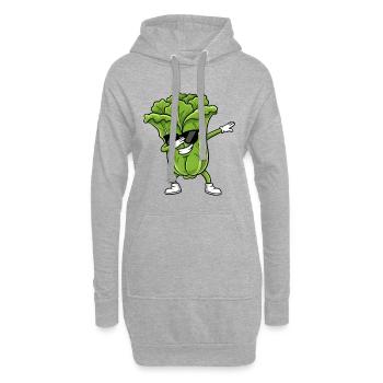 Laitue vedette rétro - Sweat-shirt à capuche long Femme - gris chiné - Devant