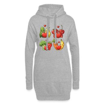 Cœurs fruits kawaii - Sweat-shirt à capuche long Femme - gris chiné - Devant