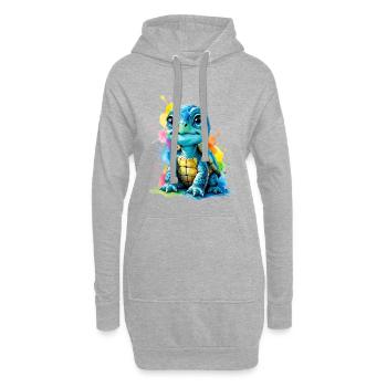 Bunte Schildkröte mit Farbspritzern - Hoodie-Kleid - Grau meliert - Vorne