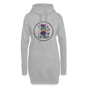 Pixel Gamer Retro 8-Bit Gaming Kult - Hoodie-Kleid - Grau meliert - Vorne