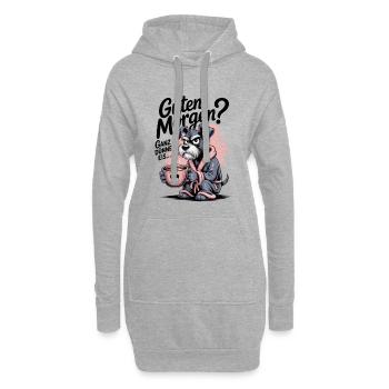 Morgenmuffel mit Kaffee lustig grimmiger Schnauzer - Hoodie-Kleid - Grau meliert - Vorne