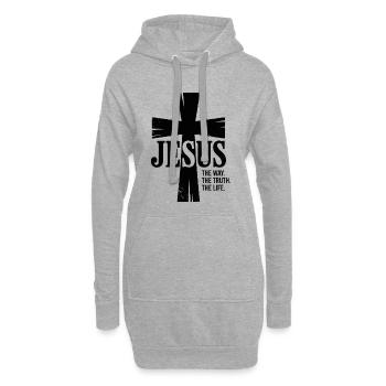 Jesus Der Weg Die Wahrheit Das Leben - Hoodie-Kleid - Grau meliert - Vorne