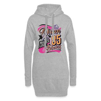 85. Geburtstag Queen Frauen - Hoodie-Kleid - Grau meliert - Vorne