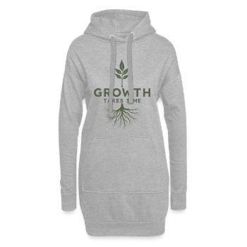 Growth takes time Wachstum braucht Zeit Geduld - Hoodie-Kleid - Grau meliert - Vorne