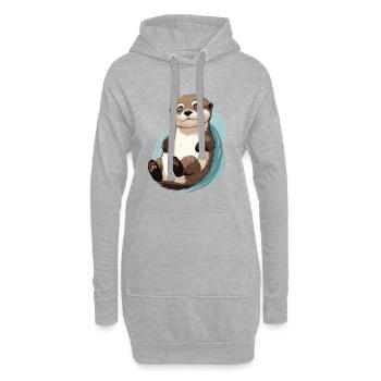 Sourire satisfait de la loutre dans l’eau - Sweat-shirt à capuche long Femme - gris chiné - Devant