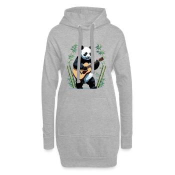 Panda-Gitarrist im Bambuswald - Hoodie-Kleid - Grau meliert - Vorne