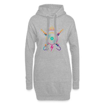 Vinyle arc-en-ciel néon, son rave joyeuse - Sweat-shirt à capuche long Femme - gris chiné - Devant