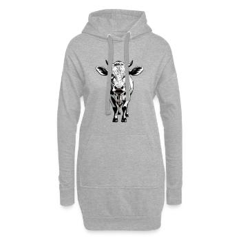 Monochrome Kuh Kopf Illustration - Hoodie-Kleid - Grau meliert - Vorne