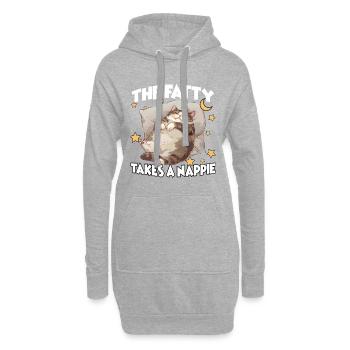 Geschenk für Katzenliebhaber & Langschläfer - Hoodie-Kleid - Grau meliert - Vorne