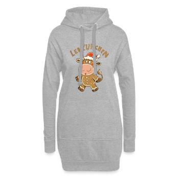 LebKUHchen – Weihnachten Kuh Weihnachtsmotiv - Hoodie-Kleid - Grau meliert - Vorne