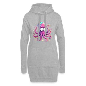 Neon Oktopus Farbexplosion - Hoodie-Kleid - Grau meliert - Vorne