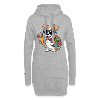 Eisliebender Hund mit Rucksack - Hoodie Dress - heather grey - Front