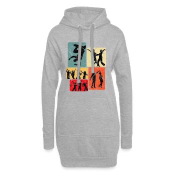 Tanzsilhouetten im Retro-Block - Hoodie-Kleid - Grau meliert - Vorne