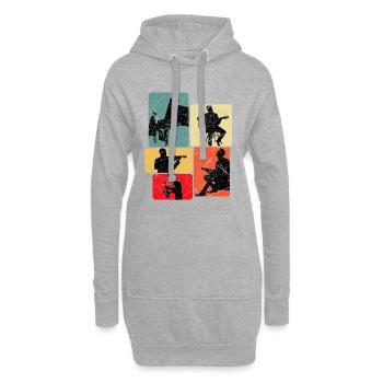 Musik Silhouetten Collage - Hoodie-Kleid - Grau meliert - Vorne
