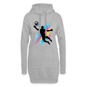 Neon Torwart Sprung, Fußball Geschenk, Kinder - Hoodie-Kleid - Grau meliert - Vorne