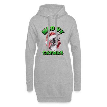 Weihnachts-Sphynx-Katzen-Weihnachtsmann - Hoodie-Kleid - Grau meliert - Vorne