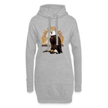 Adler am Sonnenaufgang über Gebirge - Hoodie-Kleid - Grau meliert - Vorne