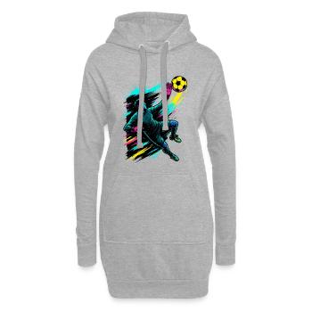 Neon Torwart Kunst, Fußball Geschenk, Highlight - Hoodie-Kleid - Grau meliert - Vorne