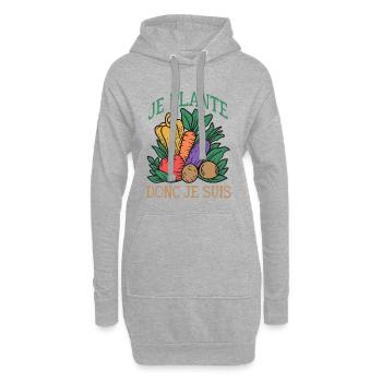 Je Plante Donc Je Suis Humour Jardinage & Potager - Sweat-shirt à capuche long Femme - gris chiné - Devant