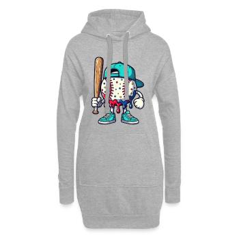Schmelzendes Baseball-Maskottchen mit Schläger - Hoodie-Kleid - Grau meliert - Vorne