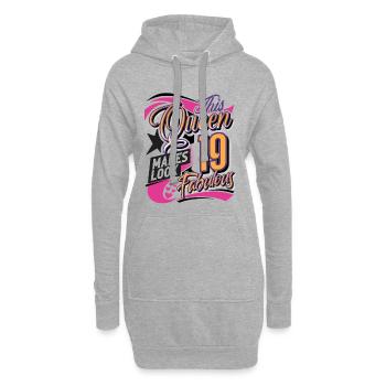 Reines femmes pour 19e anniversaire - Sweat-shirt à capuche long Femme - gris chiné - Devant