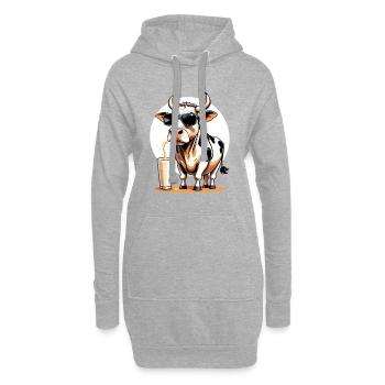 Vache aux lunettes de soleil milkshake - Sweat-shirt à capuche long Femme - gris chiné - Devant