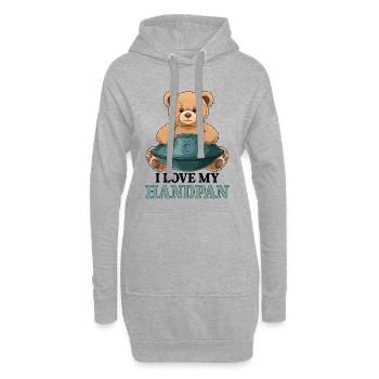 J’adore mon ours en peluche Handpan - Sweat-shirt à capuche long Femme - gris chiné - Devant