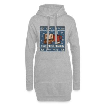 Lecture hivernale douillette, amour des livres, hygge - Sweat-shirt à capuche long Femme - gris chiné - Devant