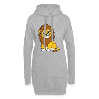 Petit Lion de la Savane – Illustration Lionceau - Sweat-shirt à capuche long Femme - gris chiné - Devant