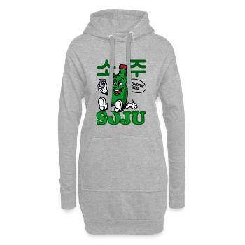 Soju Cartoon Flasche | Koreanischer Schnaps - Hoodie-Kleid - Grau meliert - Vorne