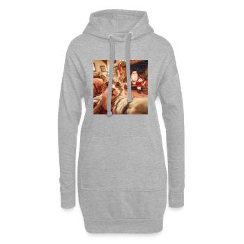 Selfie de chat avec le Père Noël - Sweat-shirt à capuche long Femme - gris chiné - Devant