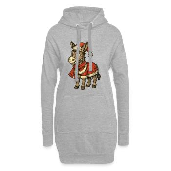 Âne de Noël - Sweat-shirt à capuche long Femme - gris chiné - Devant