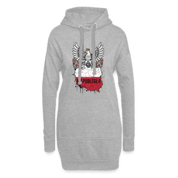 Emblème de l’Aigle Blanc en Pologne indépendante - Sweat-shirt à capuche long Femme - gris chiné - Devant