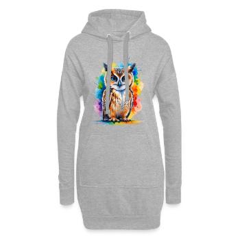 Portrait de hibou à l’aquarelle - Sweat-shirt à capuche long Femme - gris chiné - Devant