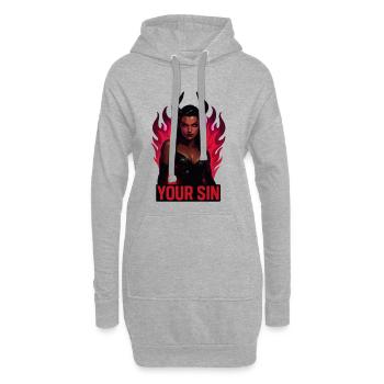 Démon ton péché, enfer brûlant, séduction - Sweat-shirt à capuche long Femme - gris chiné - Devant