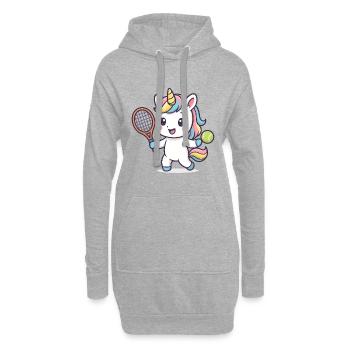 Kawaii Tennis Unicorn, Cute Kids Motif, Sports - Hoodie Dress - heather grey - Front