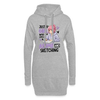 Juste une fille qui aime l’anime et le dessin - Sweat-shirt à capuche long Femme - gris chiné - Devant