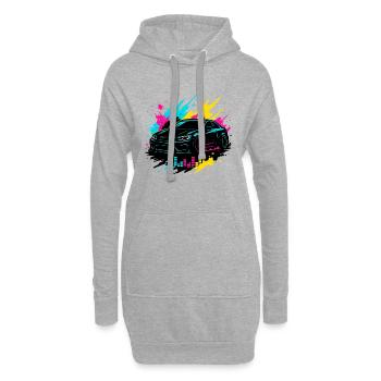 Neon Tuning Auto, Musik Fahrer Shirt - Hoodie-Kleid - Grau meliert - Vorne