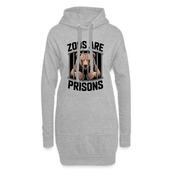 Bär hinter Gittern Motiv - Hoodie-Kleid - Grau meliert - Vorne