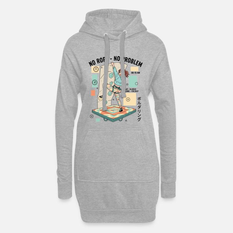 Kein Seil Kein Problem Bouldering Kletterer Spaß - Hoodie-Kleid - Grau meliert