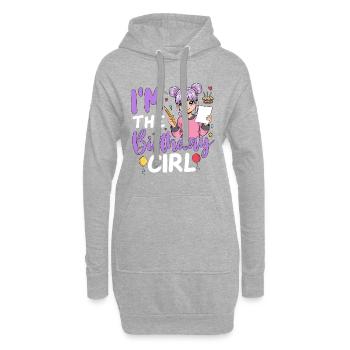 Je suis la fille d’anniversaire - Sweat-shirt à capuche long Femme - gris chiné - Devant
