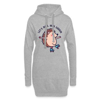 Hedgehog Roller Party – Niglo, lass uns spielen, Cousin, - Hoodie-Kleid - Grau meliert - Vorne